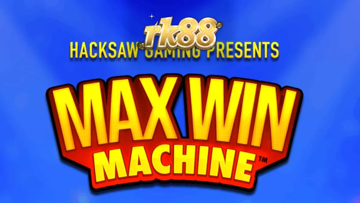 Tampilan visual slot Max Win Machine dengan simbol tujuh merah dan latar belakang biru.