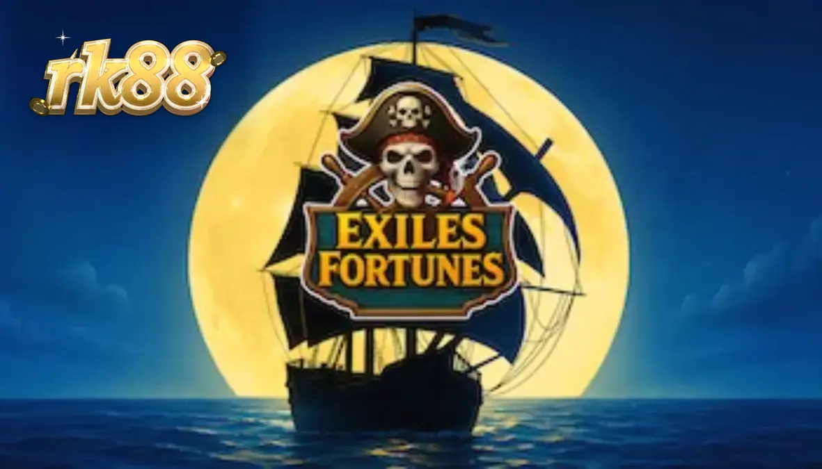 Tampilan visual slot Exiles Fortunes dengan tema bajak laut dan gulungan 3x3.